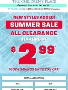 CLEARANCE Price Drops ? Starting at $2.99!