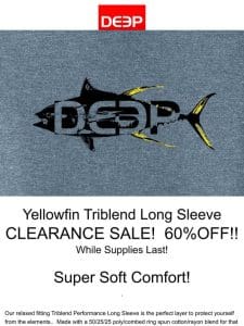 CLEARANCE SALE! Yellowfin Triblend Long Sleeve Sale!