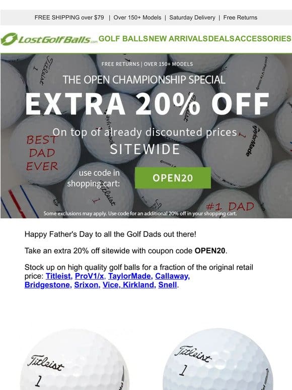 Celebrate Father’s Day with an extra 20% Off