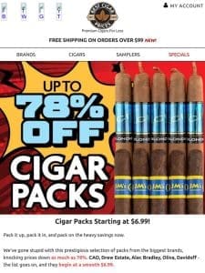 Cigar Packs Starting at $6.99