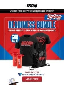 Claim your free Shirt， Shaker， & Drawstring Bag  Exclusively @ The Vitamin Shoppe