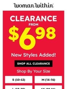 Clearance Is Calling YOU! From $6.98 Clearance NOW!