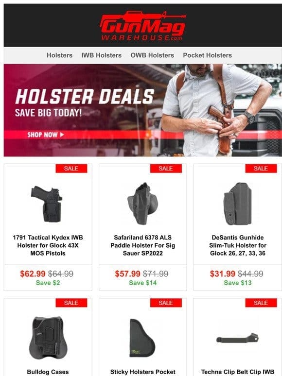 Comfortable Holsters So You Can Carry Everyday | 1791 Tactical Kydex IWB Glock 43X Holster for $63