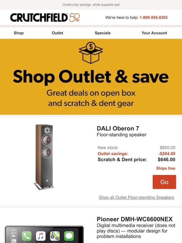 Crutchfield Outlet Savings up to $1，199