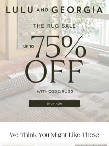 DON’T MISS OUT! Up to 75% OFF Rugs