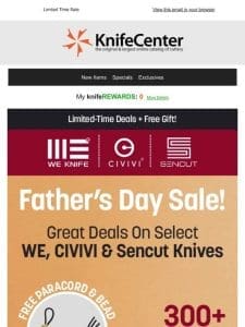 Dad’s Day Deals: WE， CIVIVI， SENCUT + FREE Gift!