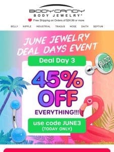 Day 3 Bonus: 45% OFF Everything