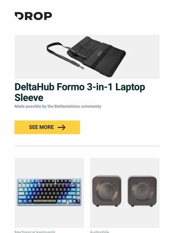 DeltaHub Formo 3-in-1 Laptop Sleeve， Piifox Star Moon Translucent PBT Keycap Set， Mitchell Acoustics uStream Go-Anywhere Speakers and more…