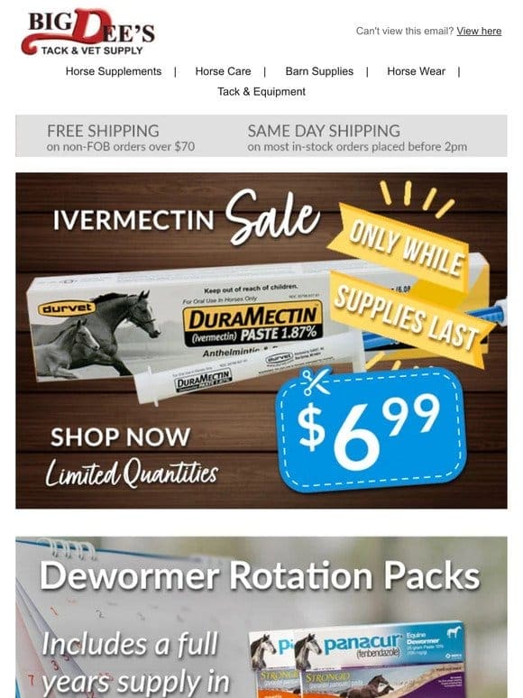 Dewormer SALE + FREE Shipping on Fly Control Favorites