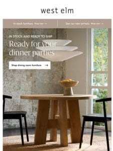 Dinner party planning: In-stock dining furniture