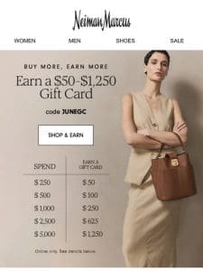 Don’t wait to earn up to a $1，250 gift card!