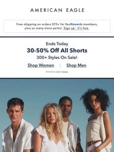 ENDS TODAY! 30-50% off ALL shorts (300+ styles on sale!!!)