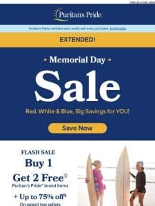 EXTENDED: Memorial Day Sale! Up to 75% off