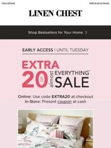 Early Access?? Extra 20% Off with Code EXTRA20!