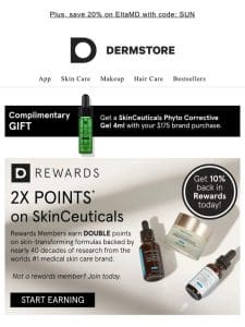 Earn DOUBLE points on the best SkinCeuticals SPF for your skin type
