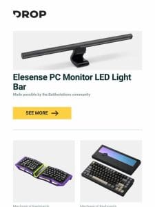 Elesense PC Monitor LED Light Bar， Angry Miao AFA R2 Mechanical Keyboard， WOBKEY Rainy75 Mechanical Keyboard and more…