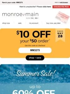 Ending Soon: Summer Sale + $10 Off $50!