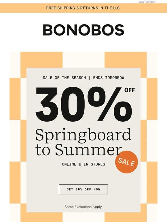 Ending Soon…30% Off Almost Everything