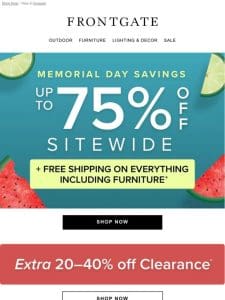 Ends Soon: Up to 75% off sitewide + FREE SHIPPING on everything， including furniture.