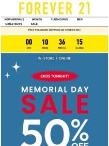 Ends Today: Memorial Day Sale 50% Off!