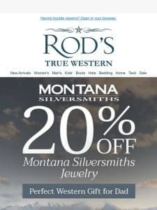 Ends Tonight! 20% OFF Montana Silversmiths Jewelry!