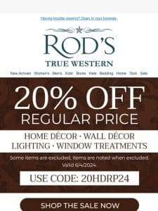 Ends in Hours! 20% Off Regular Price Home Décor， Wall Décor， Lighting and Window Treatments
