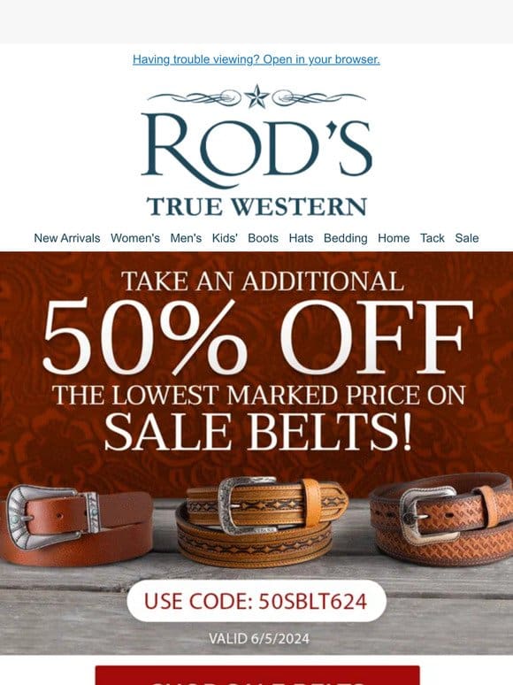 Ends in Hours!! Get 50% OFF on SALE Belts for the Family!