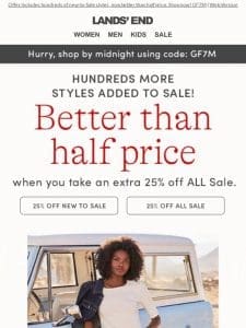 Ends midnight: EXTRA 25% OFF ALL Sale items