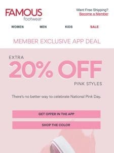 Ends today! 20% off pink styles ?