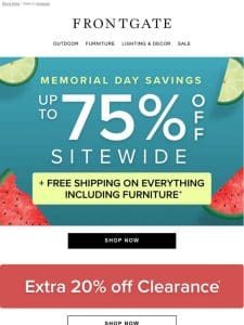 Enjoy up to 75% off sitewide + FREE SHIPPING on everything， including furniture.
