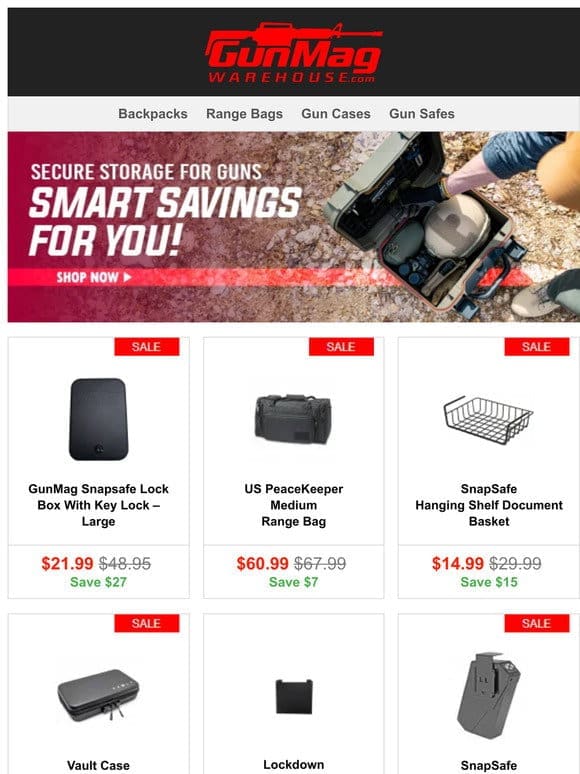 Essential Storage Solutions | GunMag Snapsafe Lock Box With Key for $22