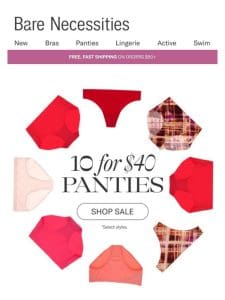 Exclusively Ours Savings: 10 Panties For $40!