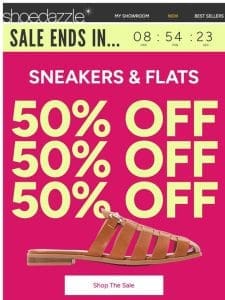 Expiring Soon: 50% Off Sneakers & Flats ⏰