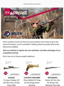 ?Explore Our New Arrivals of Guns & Ammo