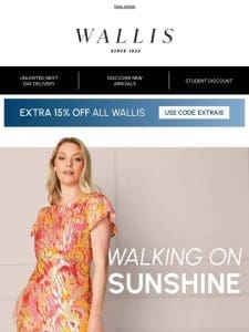 Extra 15% off Wallis ends tonight