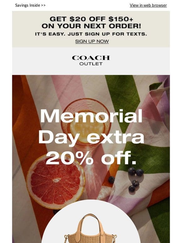 Extra 20% off Memorial Day Picnic Essentials ?