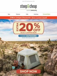 Extra 20% off camping gear