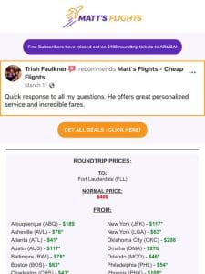 ?? FORT LAUDERDALE Starting at $36 Roundtrip