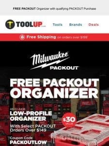 FREE Milwaukee PACKOUT Organizer – Up To $65 Value