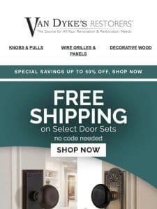 FREE SHIPPING on Select Door Sets!