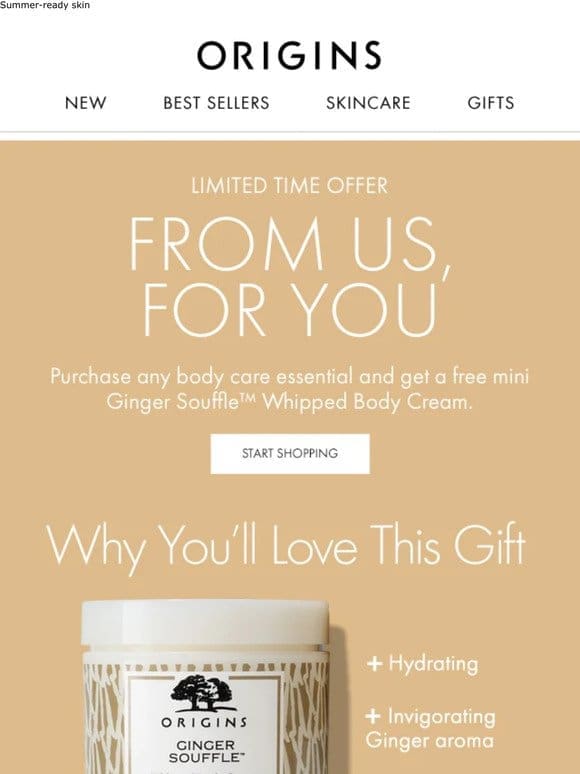 FREE Travel Body Cream When You Buy Body Care