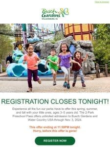 Final Day To Register for FREE Preschool Pass