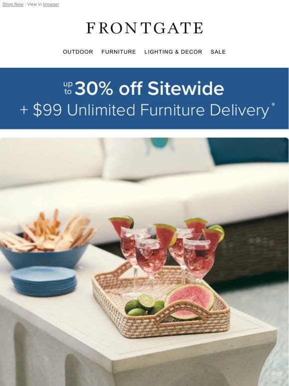 Final Day for up to 30% off sitewide + $99 unlimited furniture delivery.