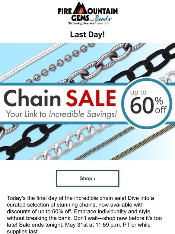 Final Day to Get Savings on Chain!