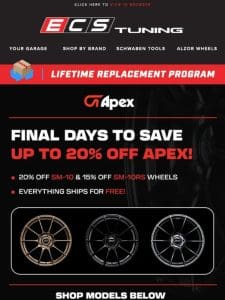 Final Days for the Apex Wheels Sale!