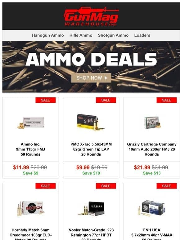 Find Your Perfect Ammo Match | Ammo Inc 9mm 115gr FMJ 50 Rds for $12