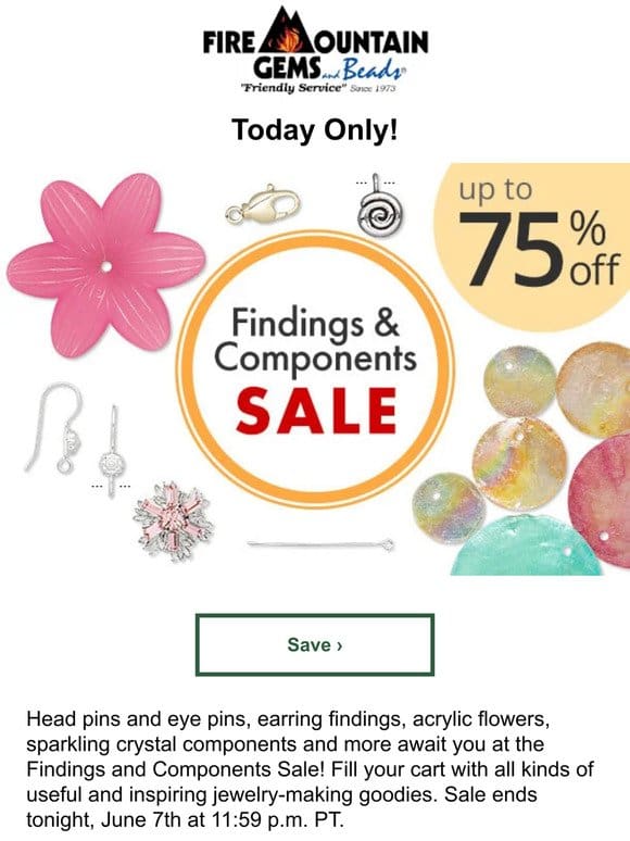 Flash SALE: Save up to 75% on Findings Today Only