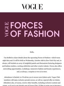 Forces of Fashion (An Invitation)