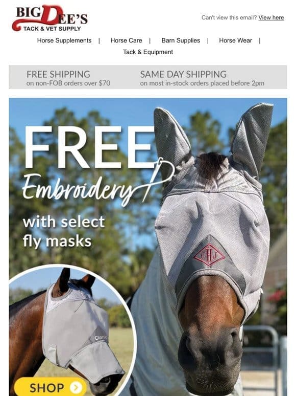 Free Personalization on select Fly Masks