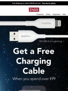 Free mophie Charging Cable on €99+ Purchases!